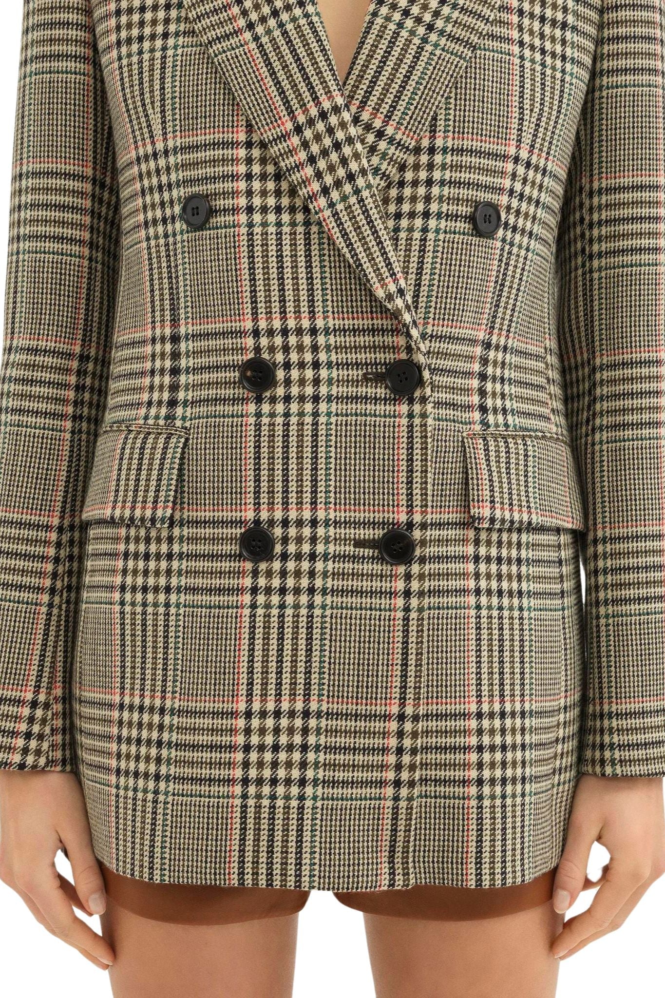 Chloe Prince of Wales Wool Tailored Jacket - Vermillion