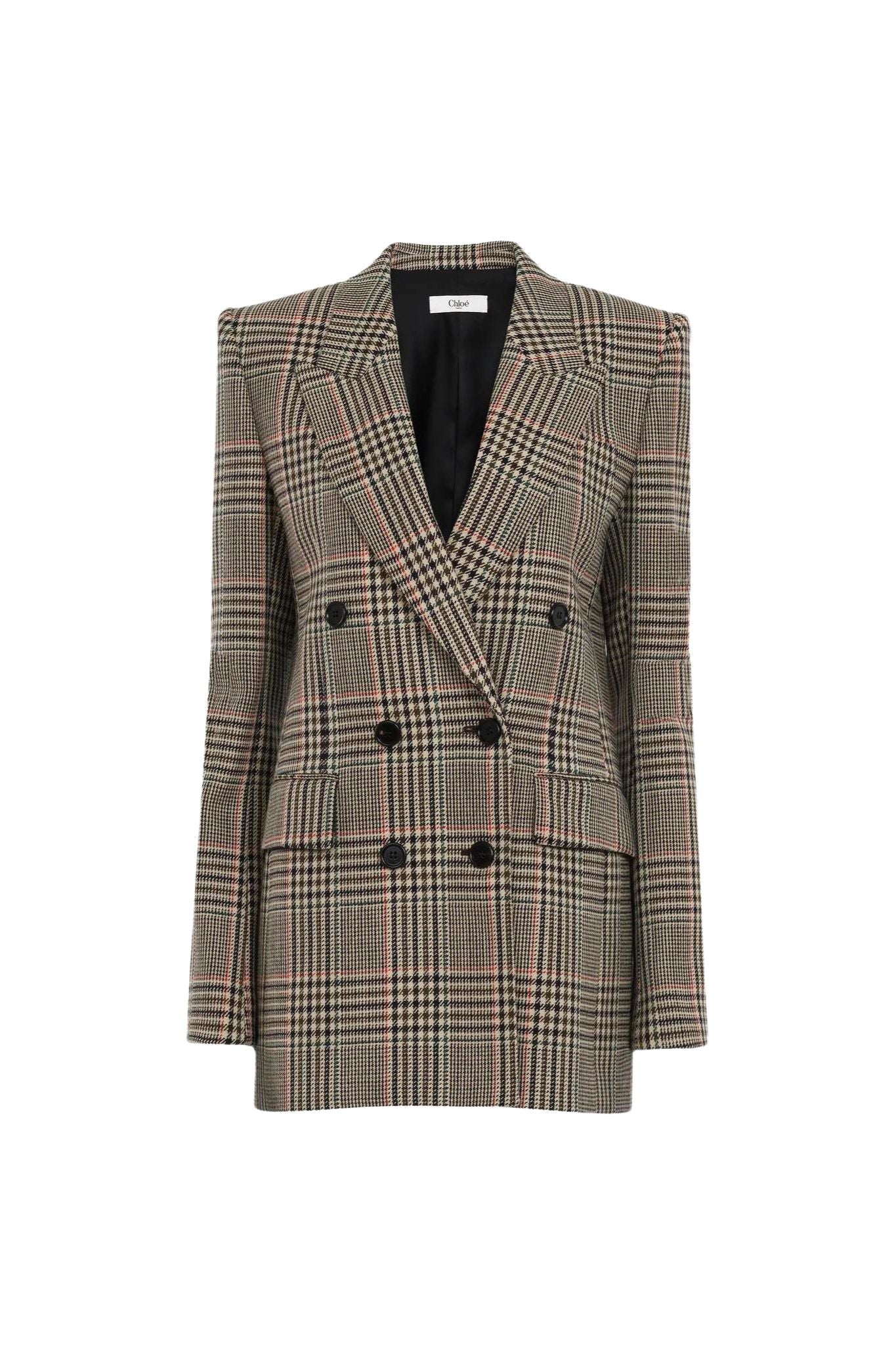 Chloe Prince of Wales Wool Tailored Jacket - Vermillion