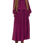 Chloe Ruffled High-neck Top in Silk Jacquard - Vermillion