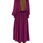 Chloe Ruffled High-neck Top in Silk Jacquard - Vermillion