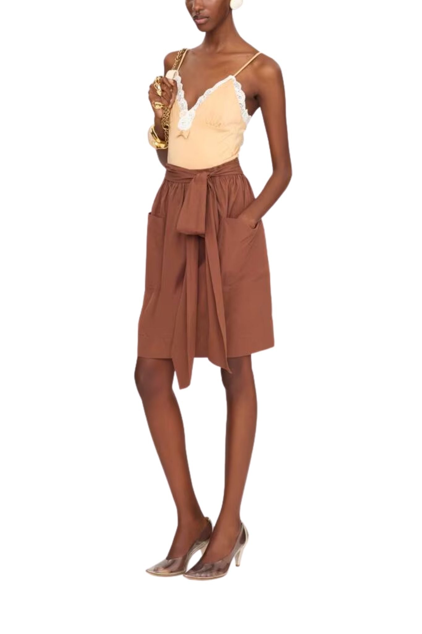 Chloe Skirt in Cotton Poplin - Vermillion