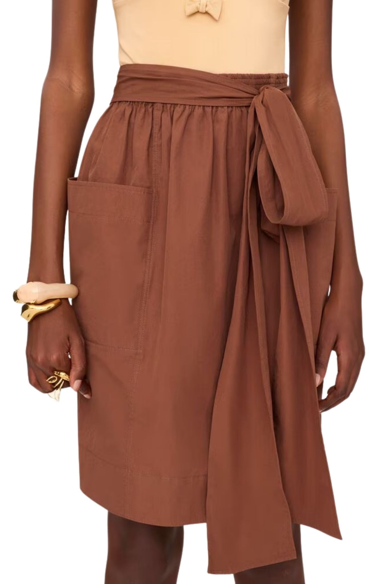 Chloe Skirt in Cotton Poplin - Vermillion