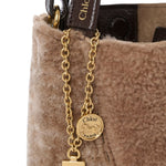 Chloé Small Spin Tote Bag in Shearling - Vermillion