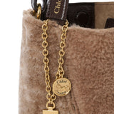 Chloé Small Spin Tote Bag in Shearling - Vermillion