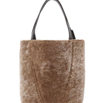 Chloé Small Spin Tote Bag in Shearling - Vermillion