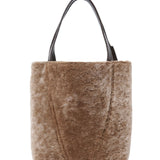 Chloé Small Spin Tote Bag in Shearling - Vermillion