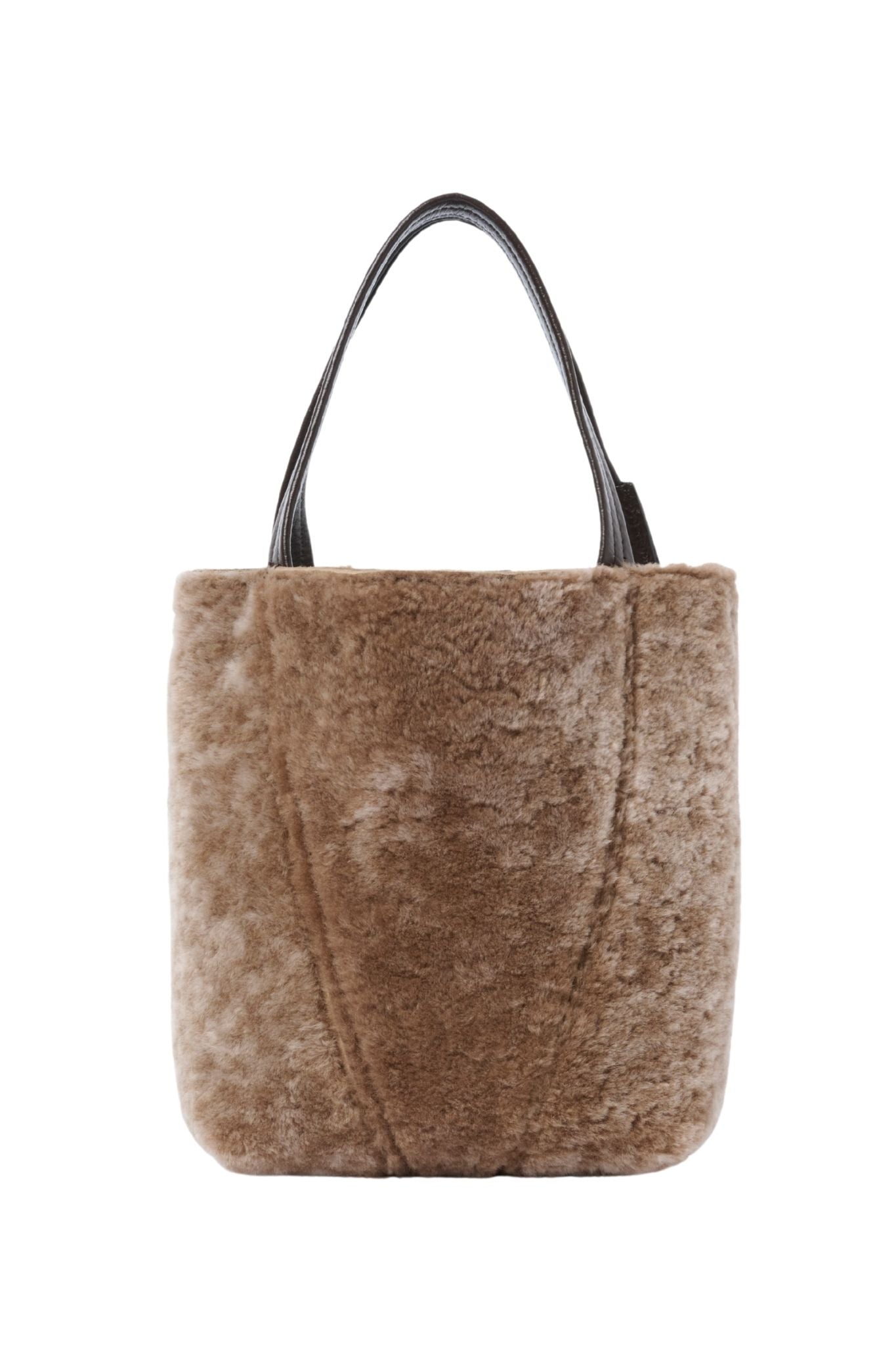 Chloé Small Spin Tote Bag in Shearling - Vermillion