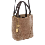 Chloé Small Spin Tote Bag in Shearling - Vermillion