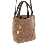 Chloé Small Spin Tote Bag in Shearling - Vermillion