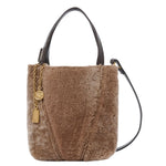 Chloé Small Spin Tote Bag in Shearling - Vermillion