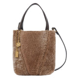 Chloé Small Spin Tote Bag in Shearling - Vermillion