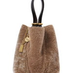 Chloé Small Spin Tote Bag in Shearling - Vermillion