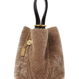 Chloé Small Spin Tote Bag in Shearling - Vermillion