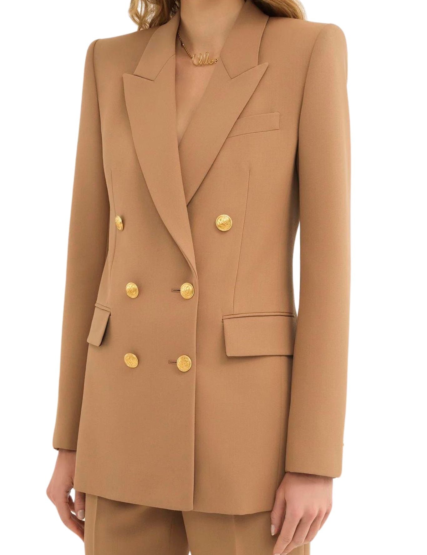 Chloe Wool Grain de Poudre Tailored Jacket - Vermillion