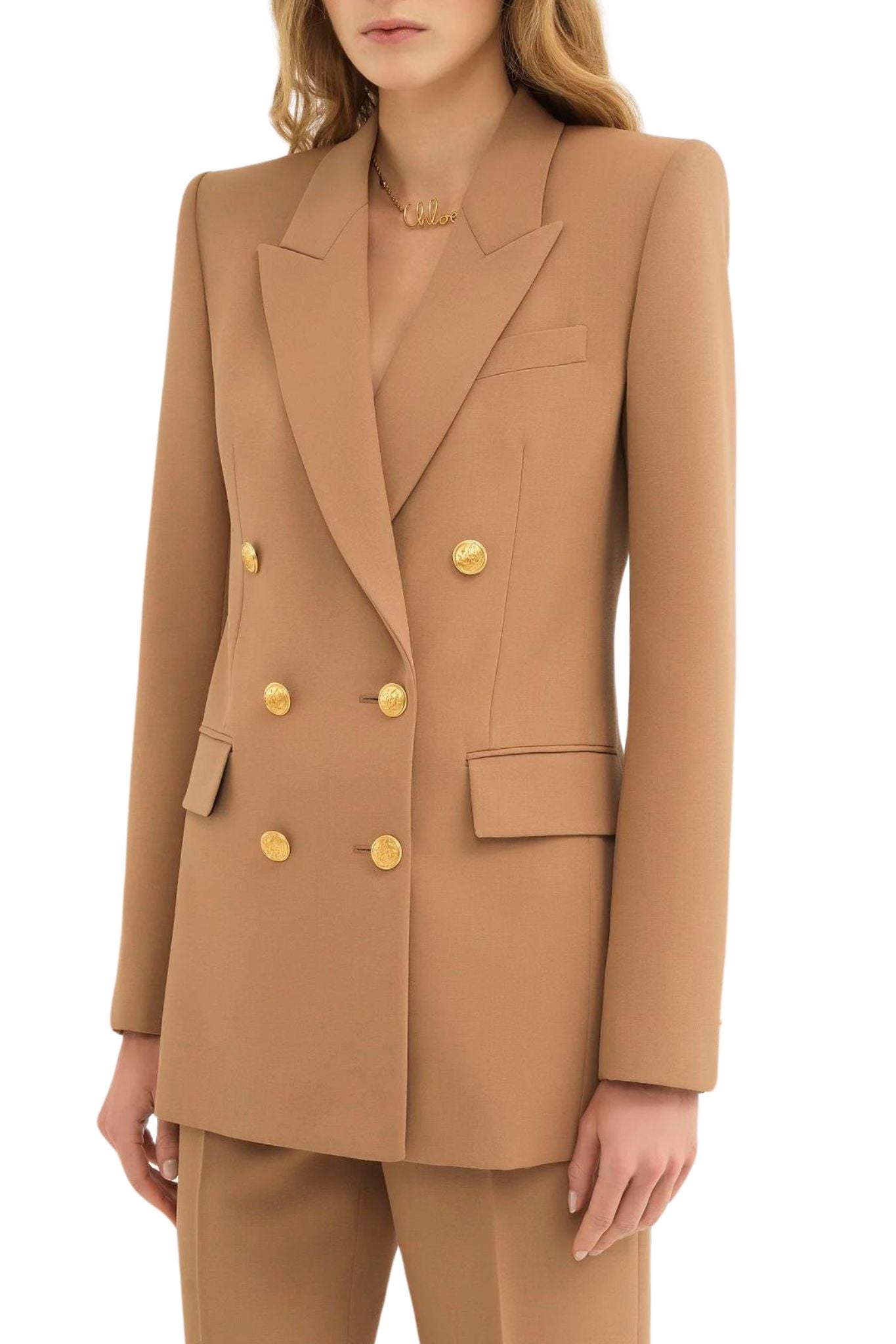 Chloe Wool Grain de Poudre Tailored Jacket - Vermillion