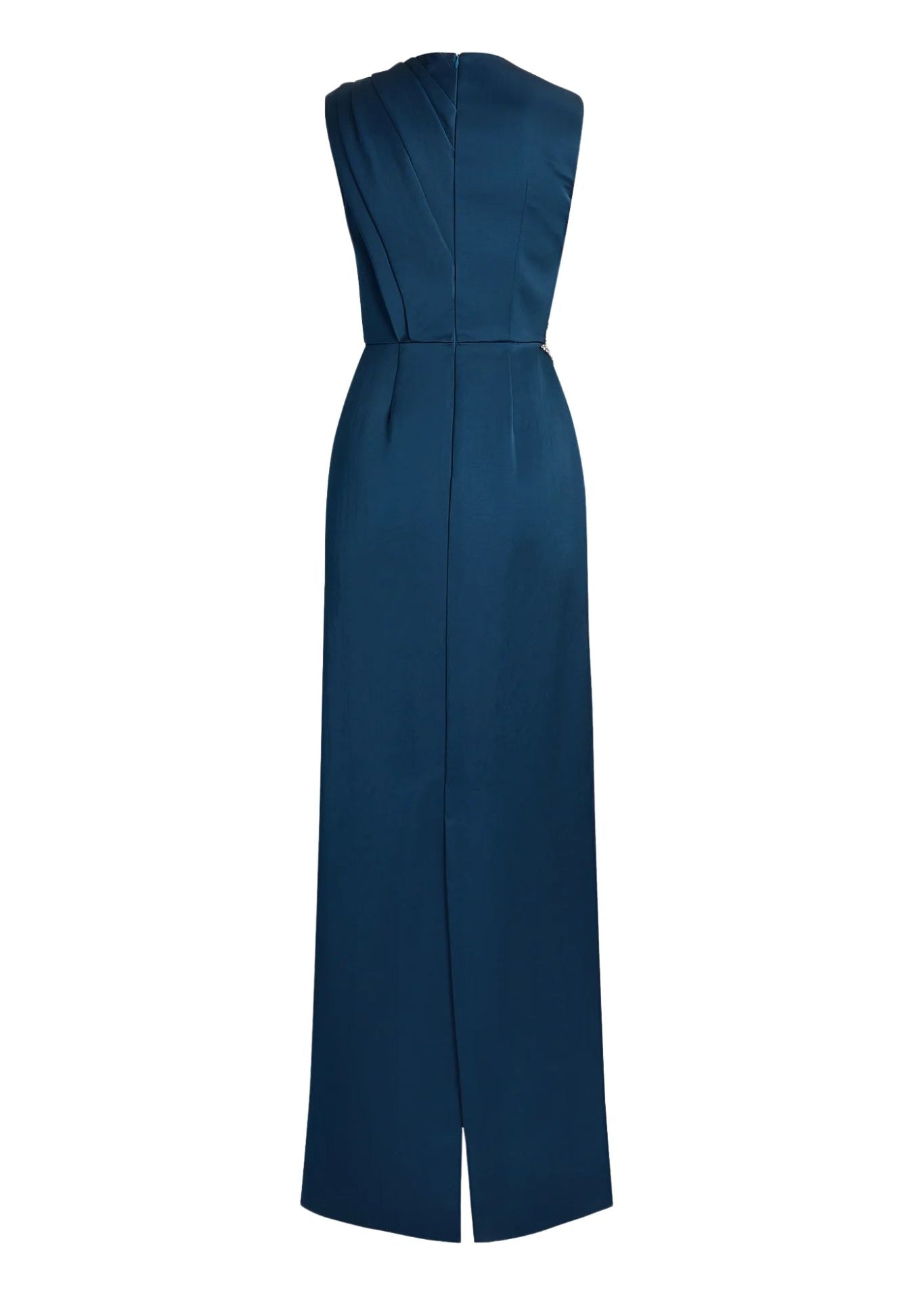 Erdem Embroidered Heavy Satin Sleeveless Pencil Gown