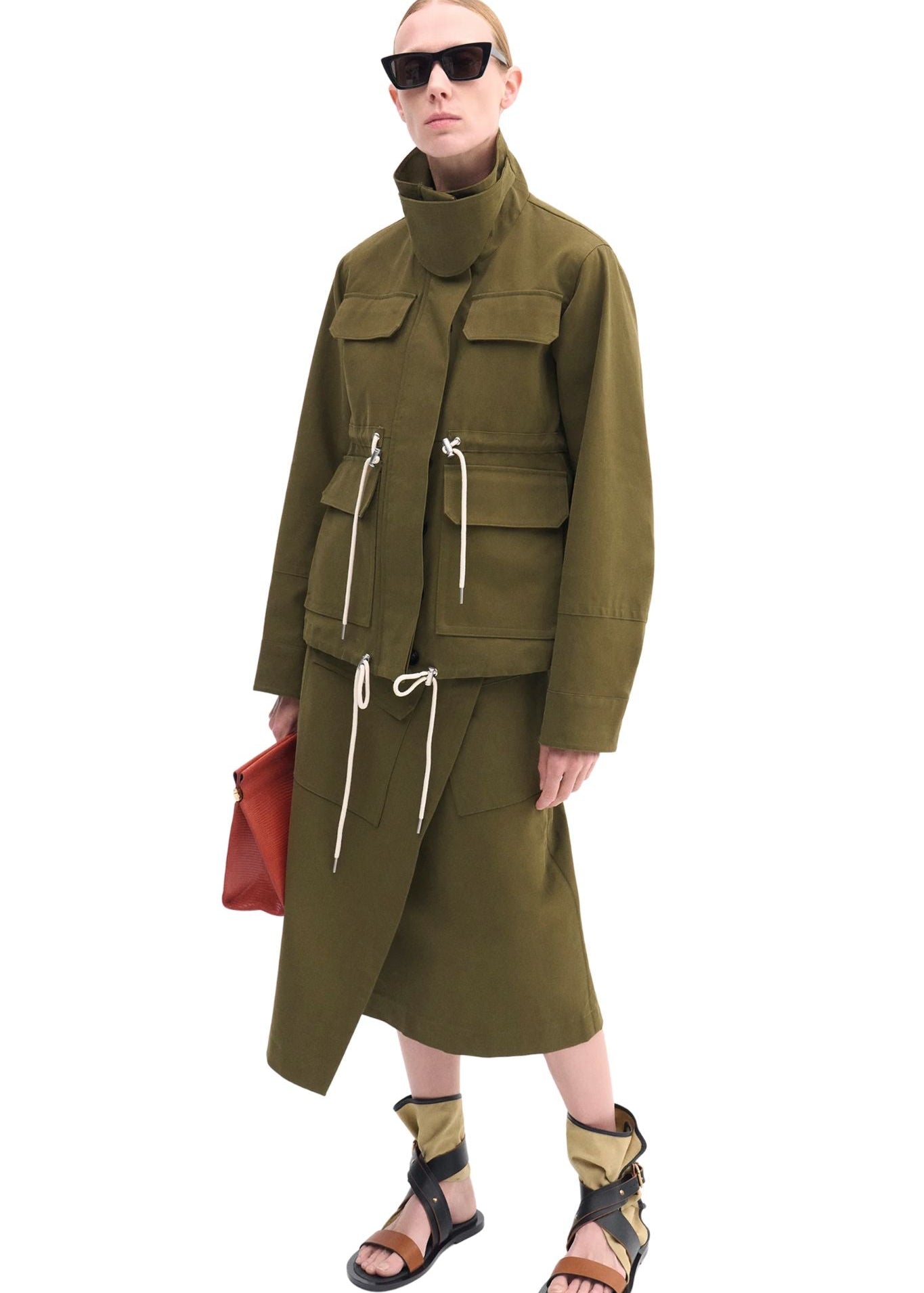 CO Cropped Flated Military Jacket - Vermillion
