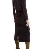 CO Pencil Skirt in Calf Hair - Vermillion