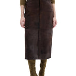 CO Pencil Skirt in Calf Hair - Vermillion