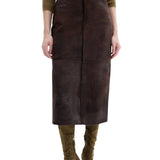 CO Pencil Skirt in Calf Hair - Vermillion