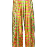 Coniglio Banyan Pleated Snap Pant Brushstroke Plaid Spring Multi - Vermillion