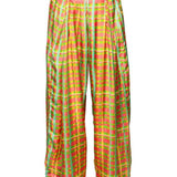 Coniglio Banyan Pleated Snap Pant Brushstroke Plaid Spring Multi - Vermillion