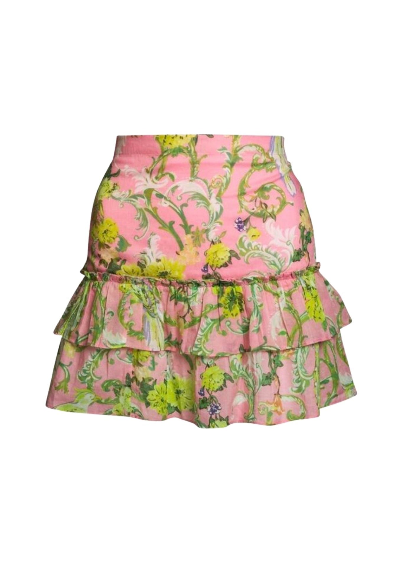 Coniglio Cinch Back Mini Skirt Royal Birds Tourmaline - Vermillion