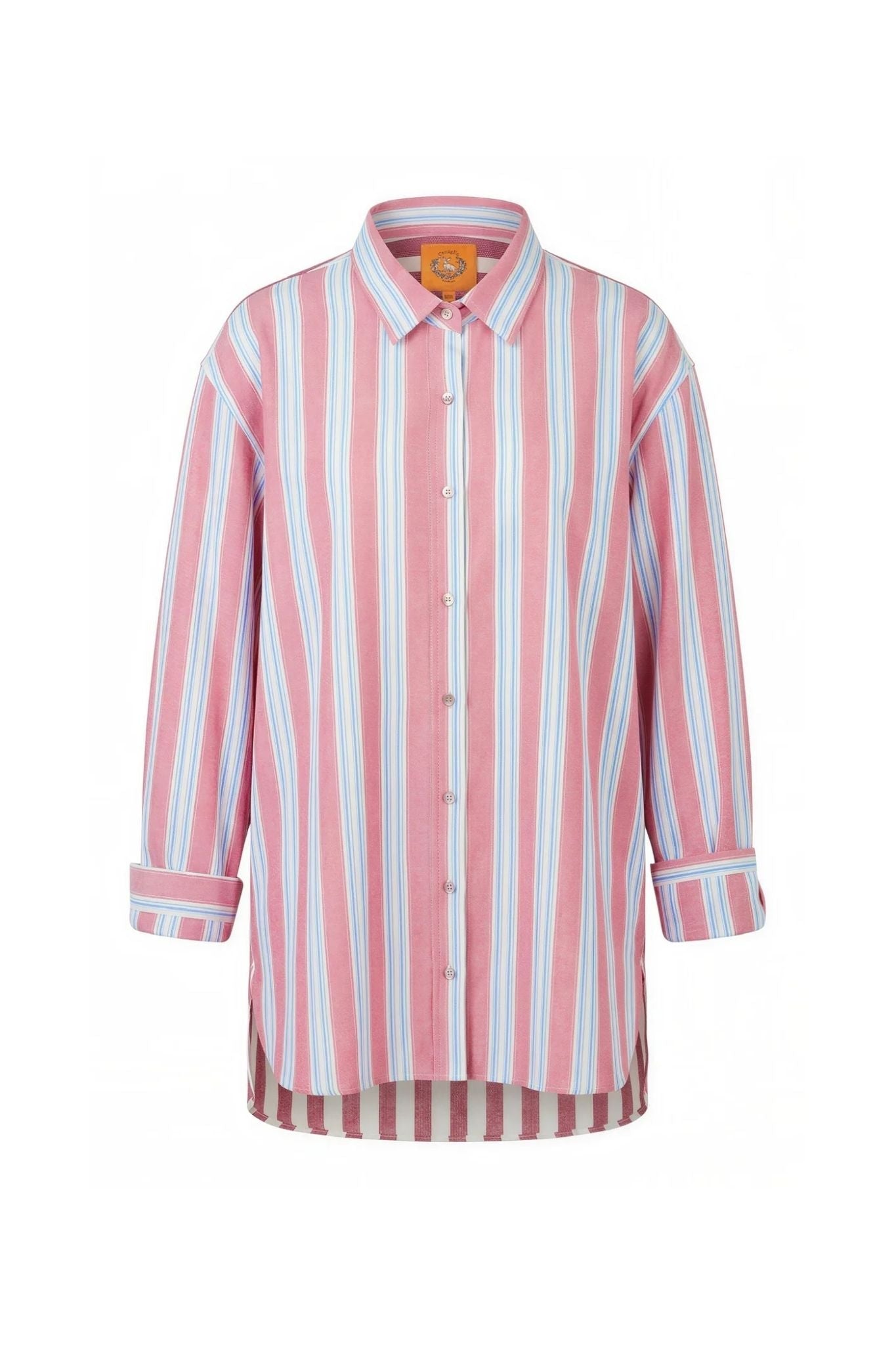 Coniglio Classic Button Down Claret Combo Stripe - Vermillion