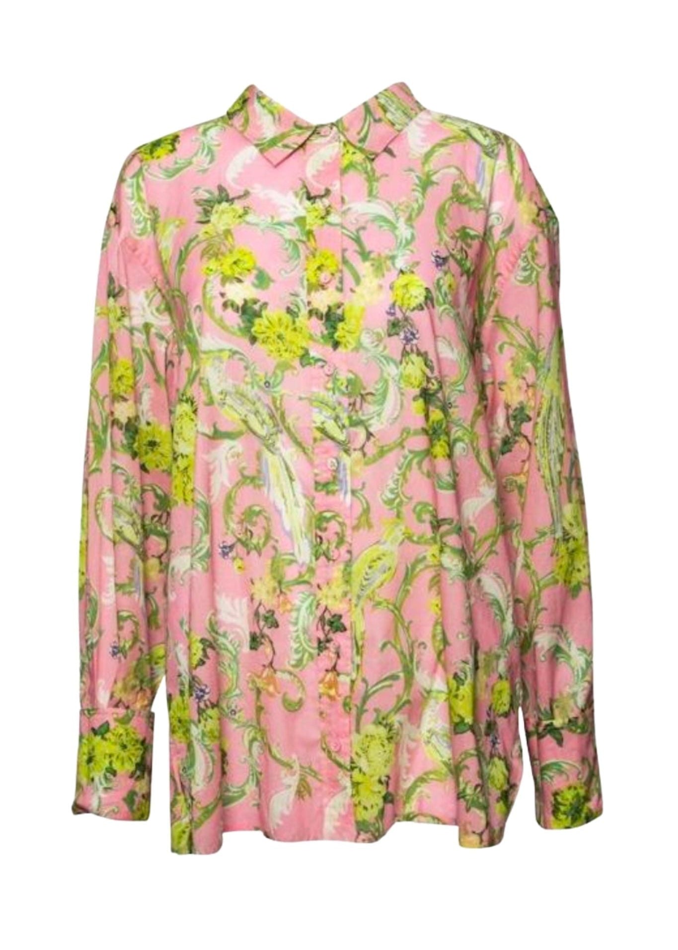 Coniglio Classic Button Down Royal Birds Tourmaline - Vermillion