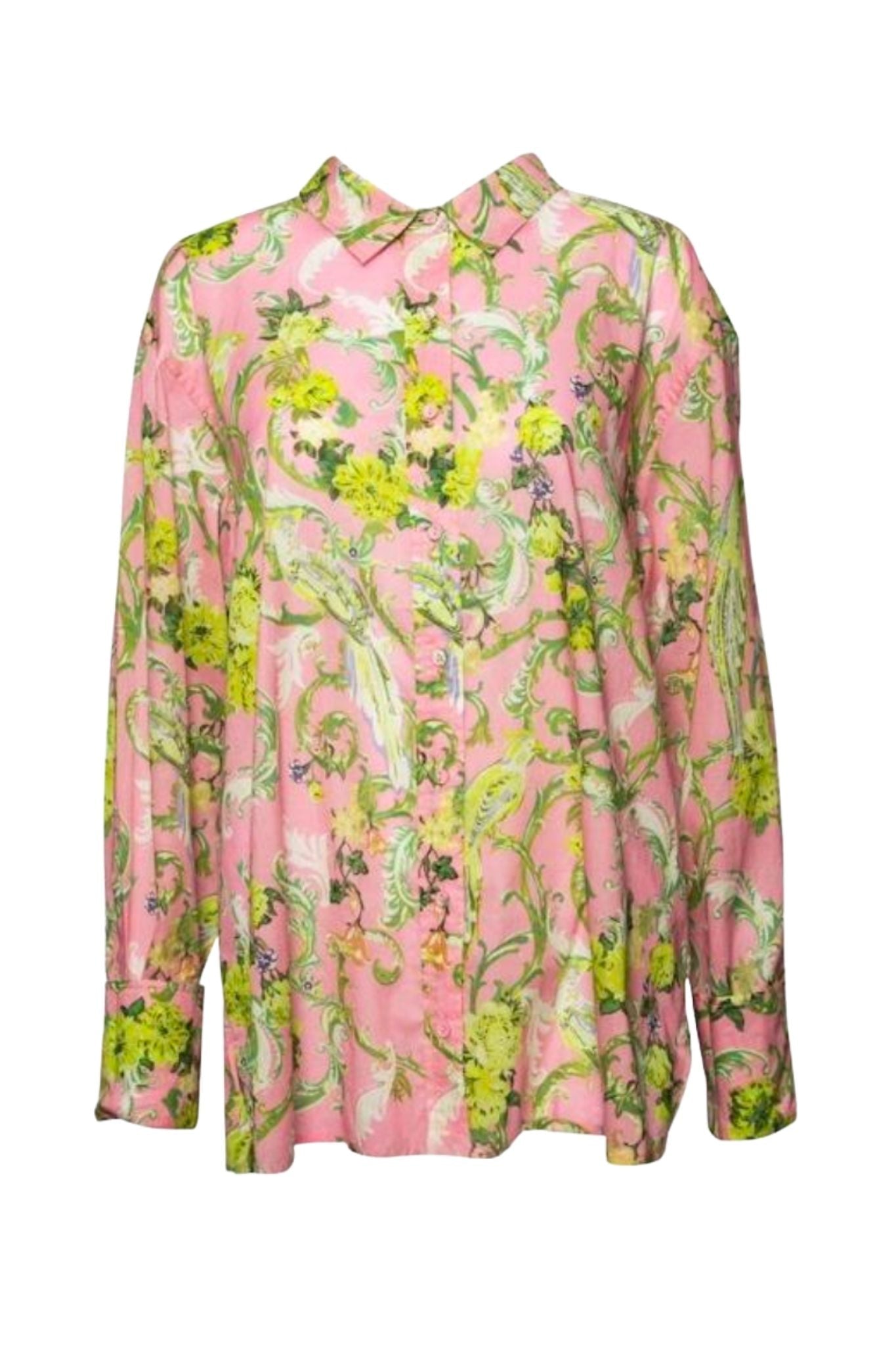 Coniglio Classic Button Down Royal Birds Tourmaline - Vermillion
