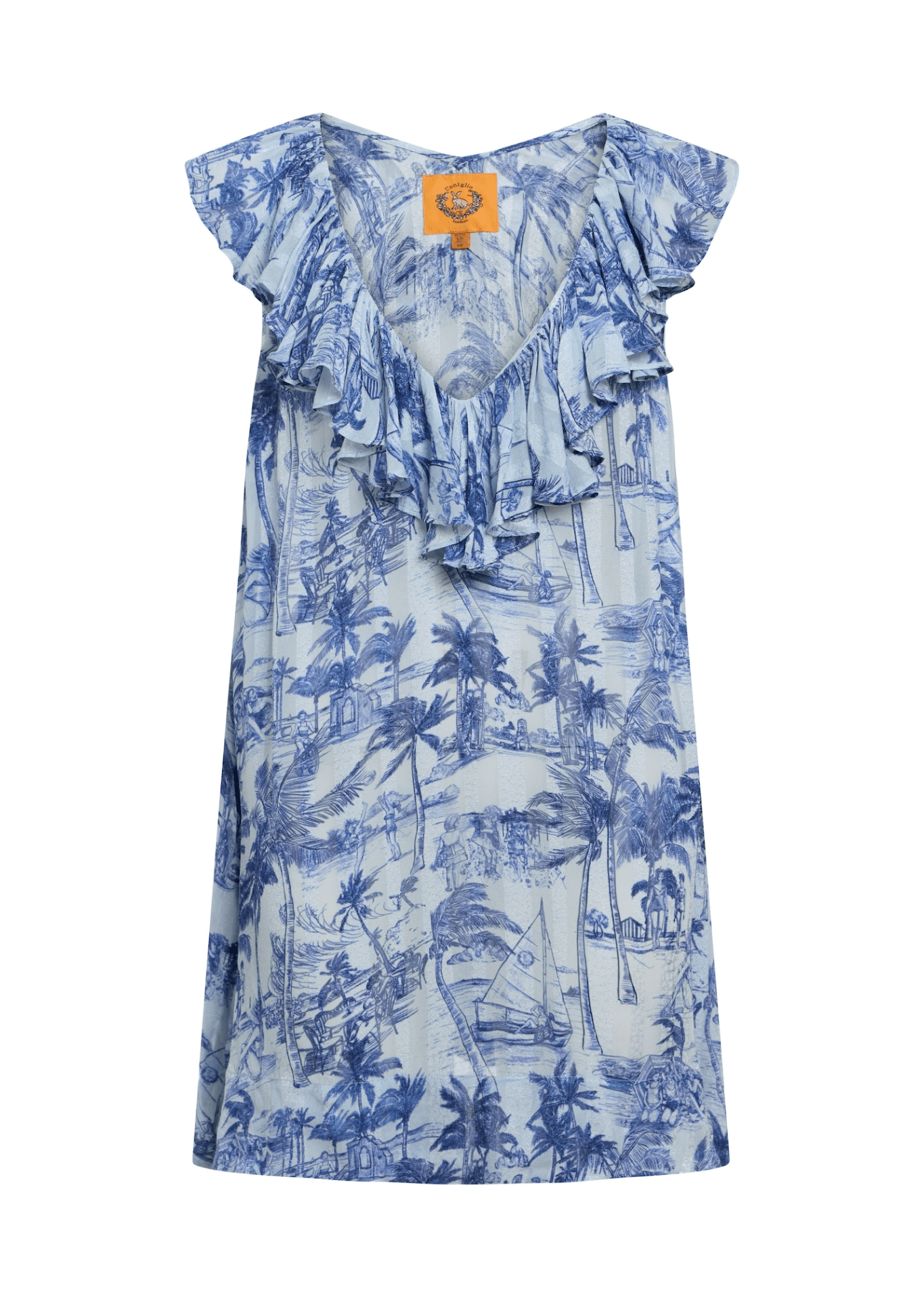 Coniglio Palm Beach Flutter Sleeve Mini Dress - Vermillion