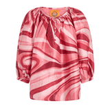 Coniglio Palm Beach Shirred Half Placket Blouse - Vermillion