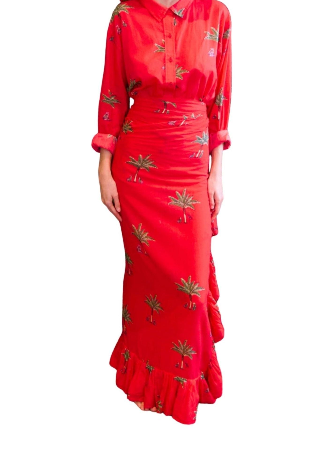 Coniglio Ruffle Power Pareo - Vermillion