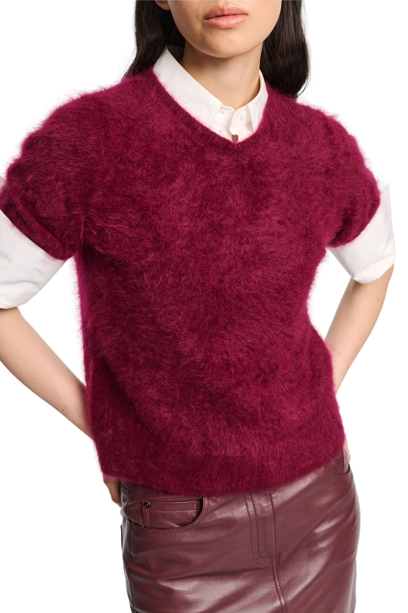 Dorothee Schumacher Fluffy Luxury Short Sleeve Pullover - Vermillion