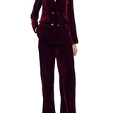 Lela Rose Crushed Velvet Double Breasted Blazer