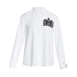Erdem Embellished Cotton Poplin Long Sleeve Shirt - Vermillion