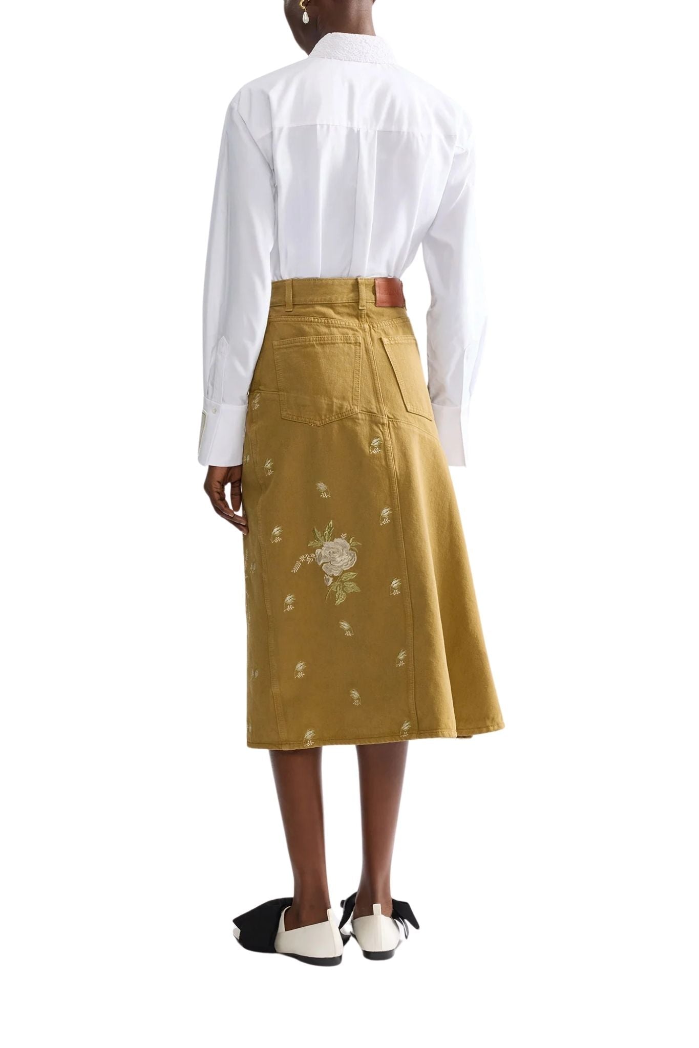 Erdem Embellished Cotton Poplin Long Sleeve Shirt - Vermillion