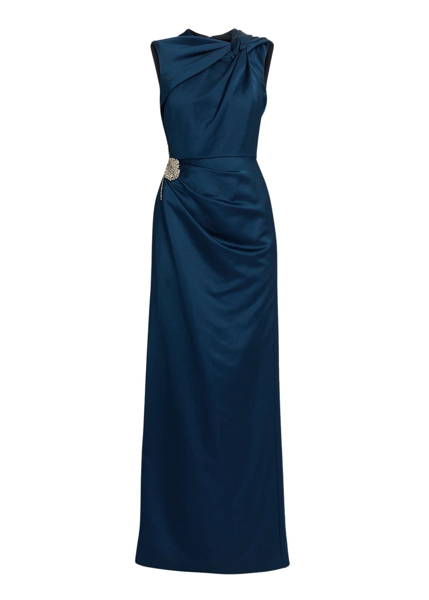 Erdem Embroidered Heavy Satin Sleeveless Pencil Gown - Vermillion