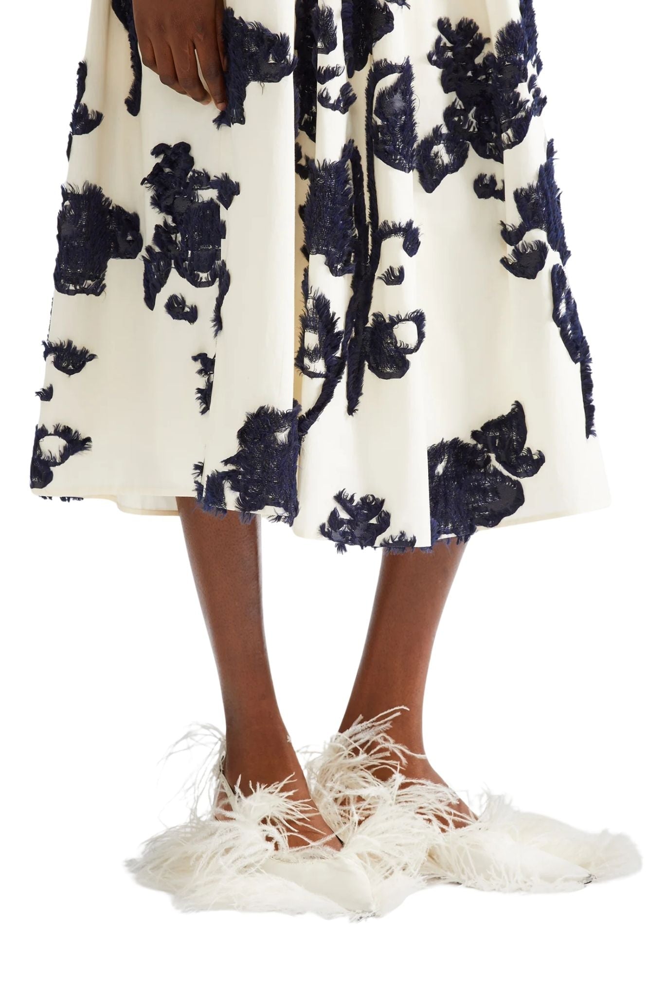 Erdem Fil Coupe Polin Midi Full Skirt - Vermillion