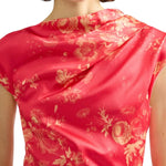 Erdem Floral Print Duchess Draped Gown - Vermillion