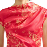 Erdem Floral Print Duchess Draped Gown - Vermillion