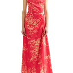 Erdem Floral Print Duchess Draped Gown - Vermillion