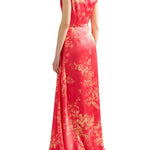Erdem Floral Print Duchess Draped Gown - Vermillion