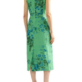 Erdem Floral Print Linen Pencil Midi Dress - Vermillion