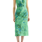 Erdem Floral Print Linen Pencil Midi Dress - Vermillion