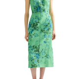 Erdem Floral Print Linen Pencil Midi Dress - Vermillion