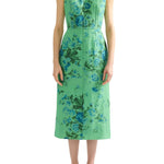 Erdem Floral Print Linen Pencil Midi Dress - Vermillion