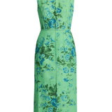Erdem Floral Print Linen Pencil Midi Dress - Vermillion