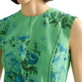 Erdem Floral Print Linen Pencil Midi Dress - Vermillion