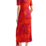 Erdem French Fray Midi Pencil Knit Skirt - Vermillion